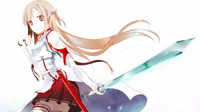 Asuna Yuuki from Sword Art Online with a sword