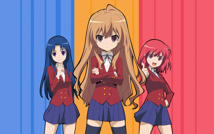Aisaka Taiga, Kushieda Minori, and Kawashima Ami from Toradora