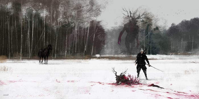 Geralt of Rivia from The Witcher 3 Wild Hunt in winter