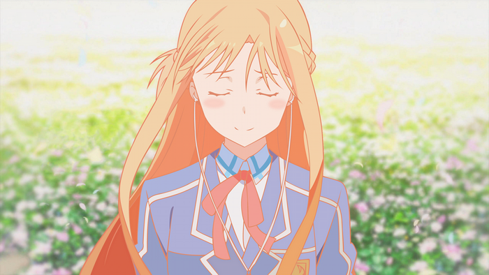 Asuna Yuuki from Sword Art Online listening to music