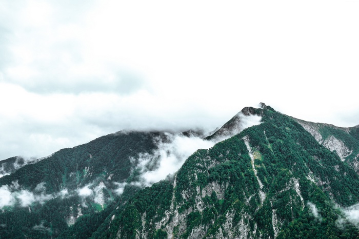 Mountain range with clouds