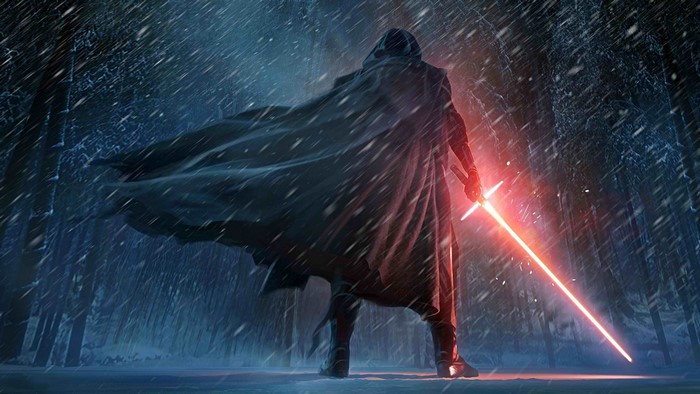 Kylo Ren from Star Wars in a snowy forest