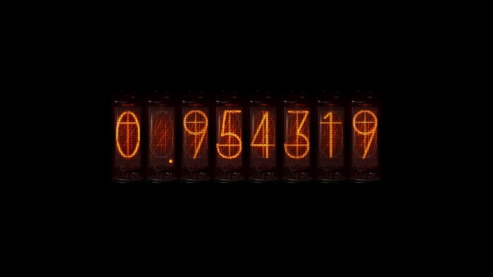 Nixie tube display showing 0.954319