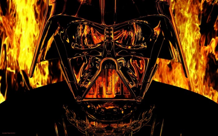 Darth Vader from Star Wars in flames