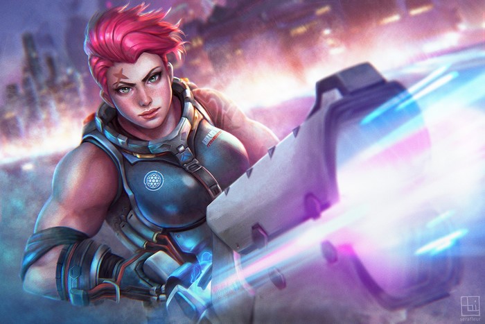 Zarya from Overwatch with particle cannon