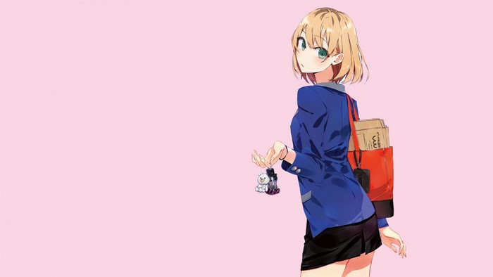 Anime girl with blonde hair looking back