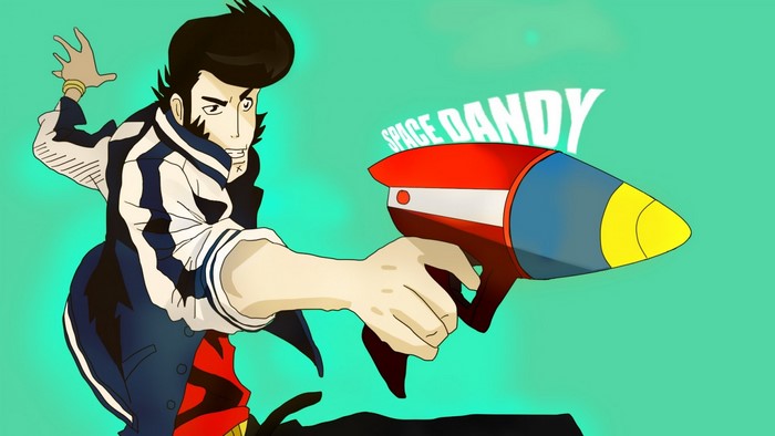 Space Dandy holding a ray gun