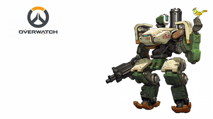 Bastion from Overwatch with a bird