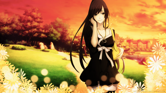 Senjougahara Hitagi from Monogatari Series in a park