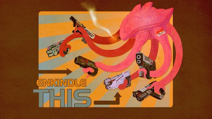 Pink Octopus-like creature with guns from Mass Effect