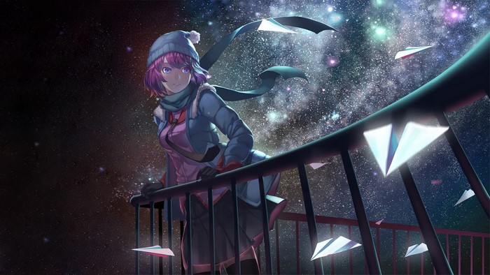Senjougahara Hitagi from Monogatari Series in space