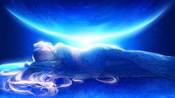 Madoka Kaname sleeping in space