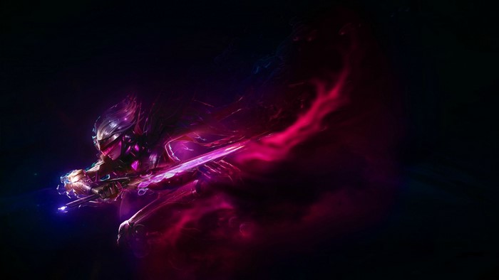 Akali from League of Legends with pink energy