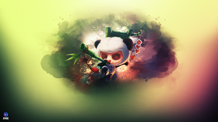 Panda from League of Legends holding bamboo