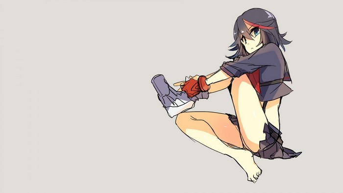 Ryuuko Matoi from Kill la Kill putting on a shoe