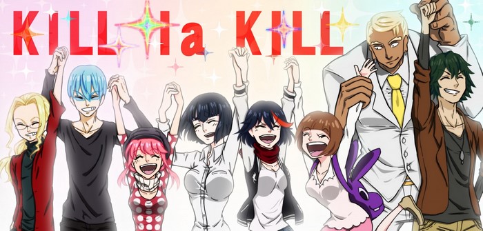 Kill la Kill characters celebrating