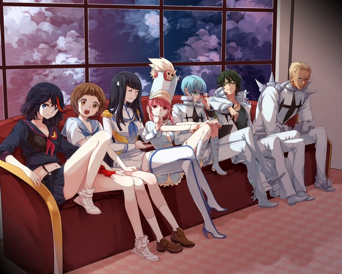 Kill la Kill characters sitting on a couch