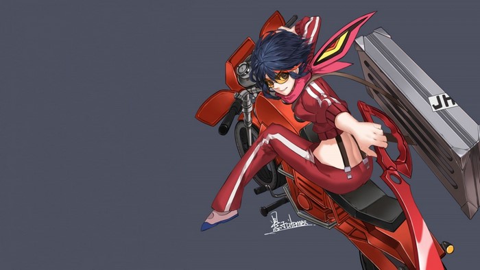 Ryuko Matoi from Kill la Kill on a motorcycle