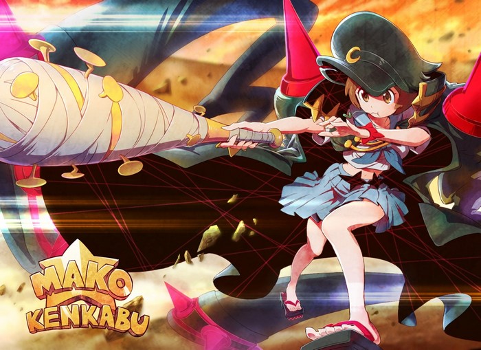 Mako Mankanshoku from Kill la Kill with a weapon