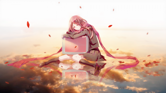 Kagerou Project illustration of a girl with a computer