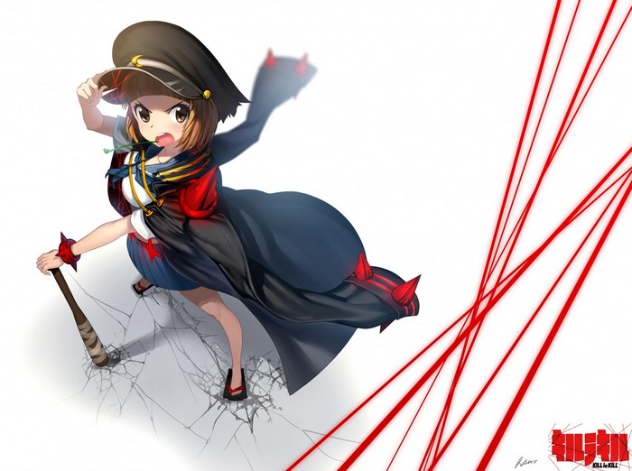 Mako Mankanshoku from Kill la Kill with a baseball bat