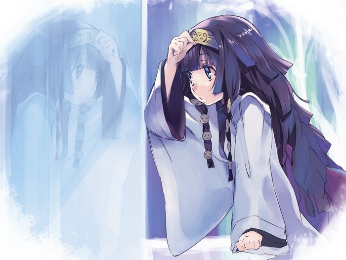 Anime girl with dark hair and a headband