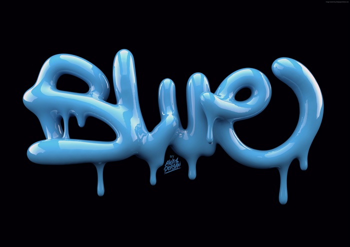 Blue 3D Typography Art