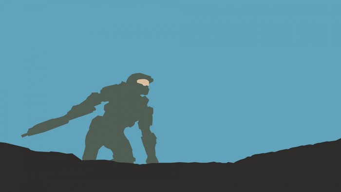 Master Chief from Halo on a dark landscape