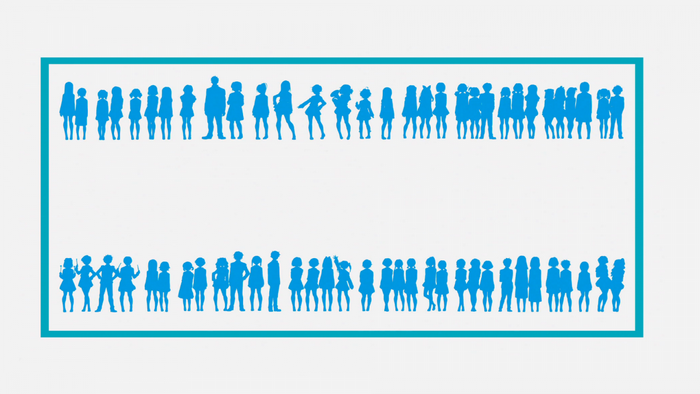 Silhouettes of people in a frame