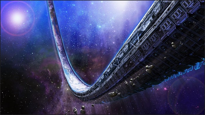 Halo Ring in Space with Stars and Nebula