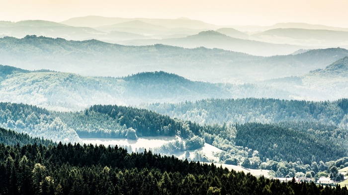 Foggy mountains landscape