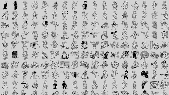 Fallout Vault Boy drawings collage