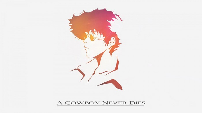 Spike Spiegel from Cowboy Bebop with text