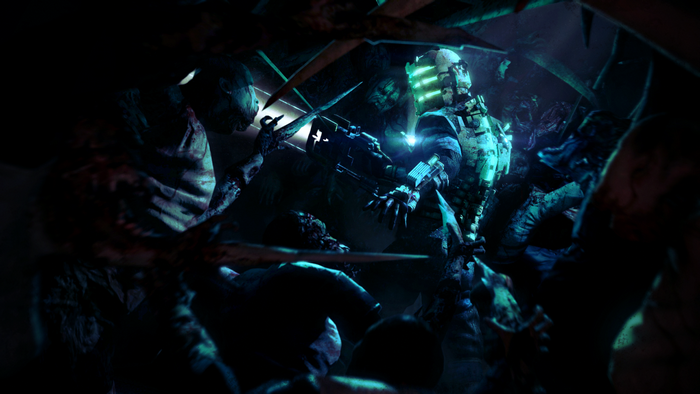 Isaac Clarke fighting Necromorphs in Dead Space
