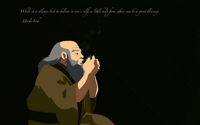Uncle Iroh from Avatar The Last Airbender drinking tea