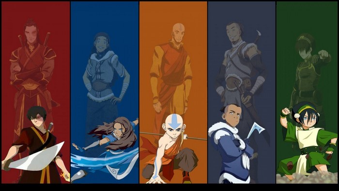 Avatar The Last Airbender characters Zuko, Katara, Aang, Sokka, Toph
