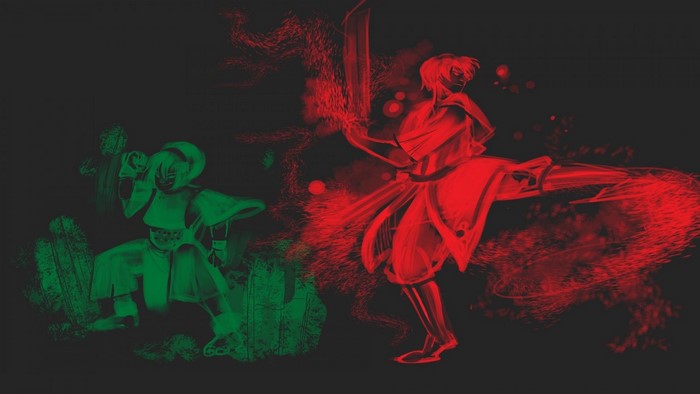 Two characters from Avatar: The Last Airbender in combat