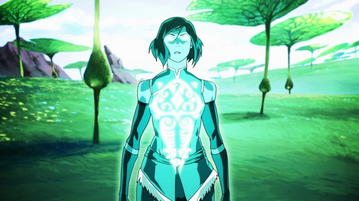 Korra from The Legend of Korra in a glowing state