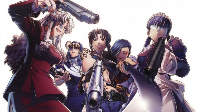 Black Lagoon: Revy and her companions with guns