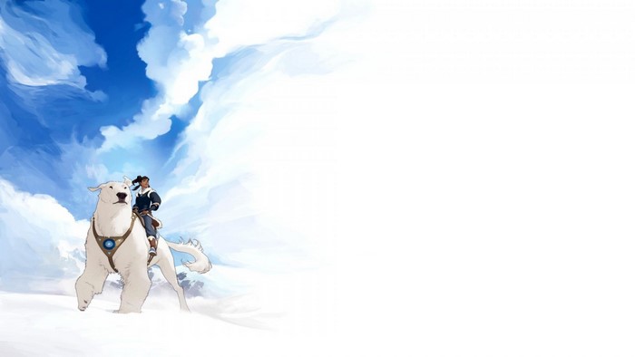 Korra riding Naga from The Legend of Korra