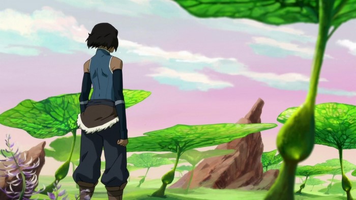 Korra from The Legend of Korra in a surreal landscape