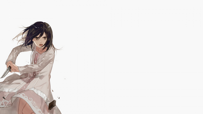 Mikasa Ackerman from Shingeki no Kyojin holding a knife
