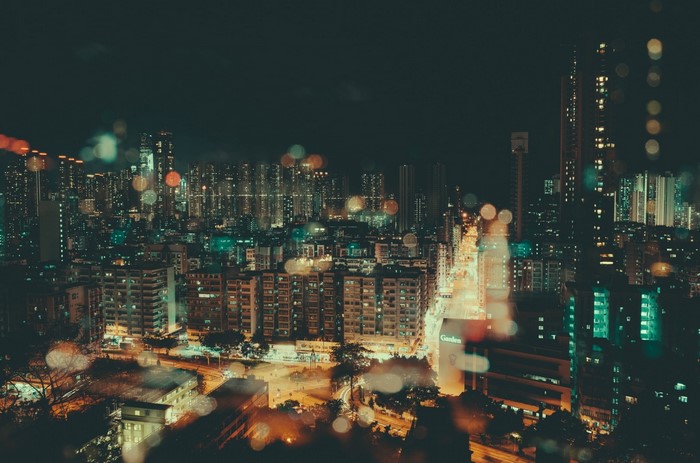 Night cityscape with bokeh lights