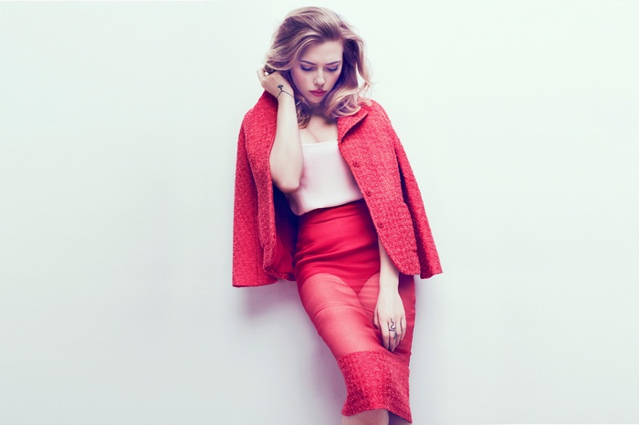 Scarlett Johansson in red outfit