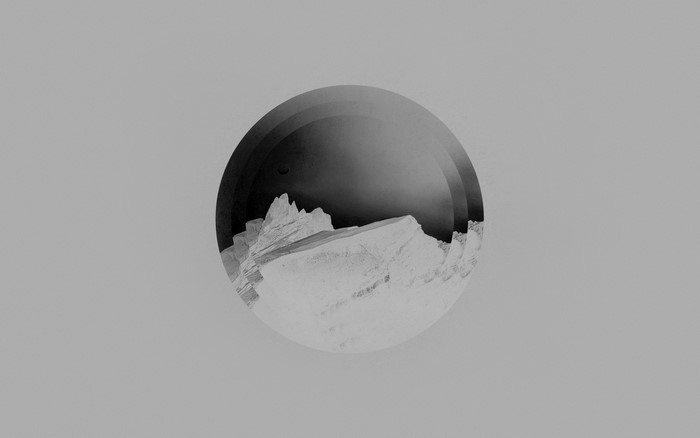 Monochrome illustration of a rocky sphere
