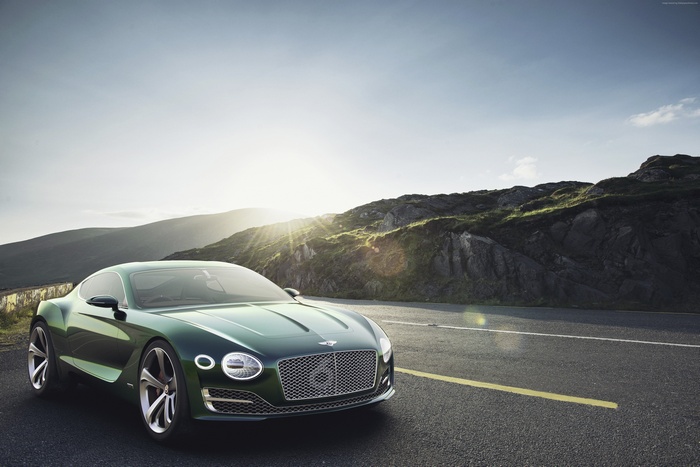 Green Bentley EXP12 Speed 6e on a road