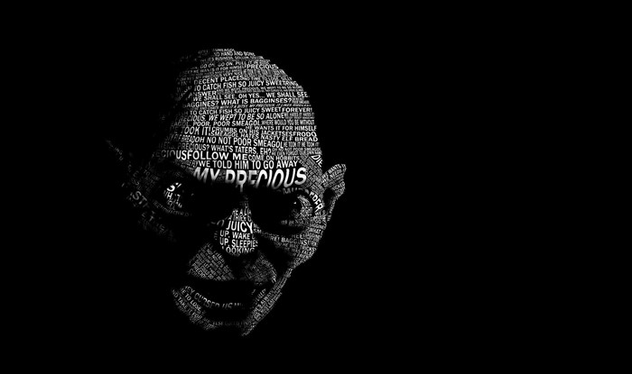 Gollum Skull Typography Art from The Lord of the Rings