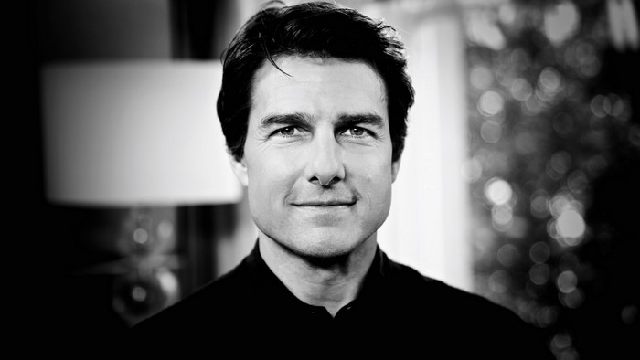 Tom Cruise black and white portrait