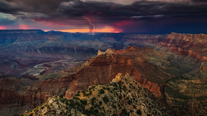 Grand Canyon Lightning Storm at Sunset