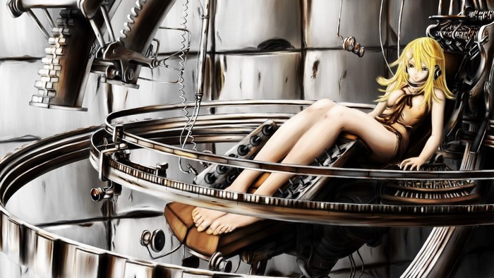 Anime girl in a mechanical chair